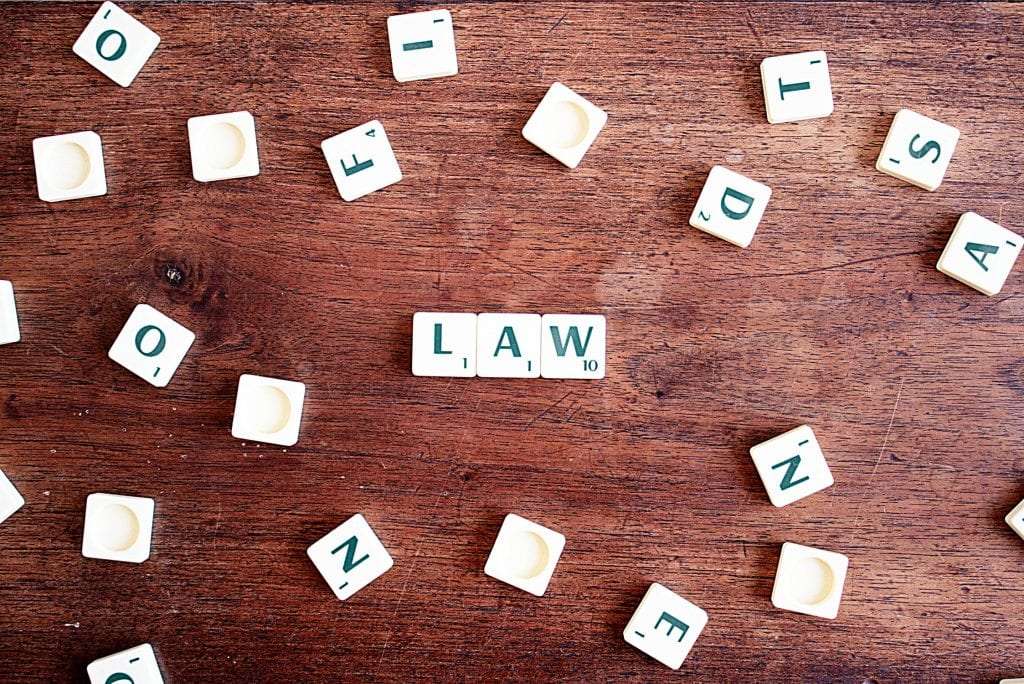 Scrabble pieces spelling law